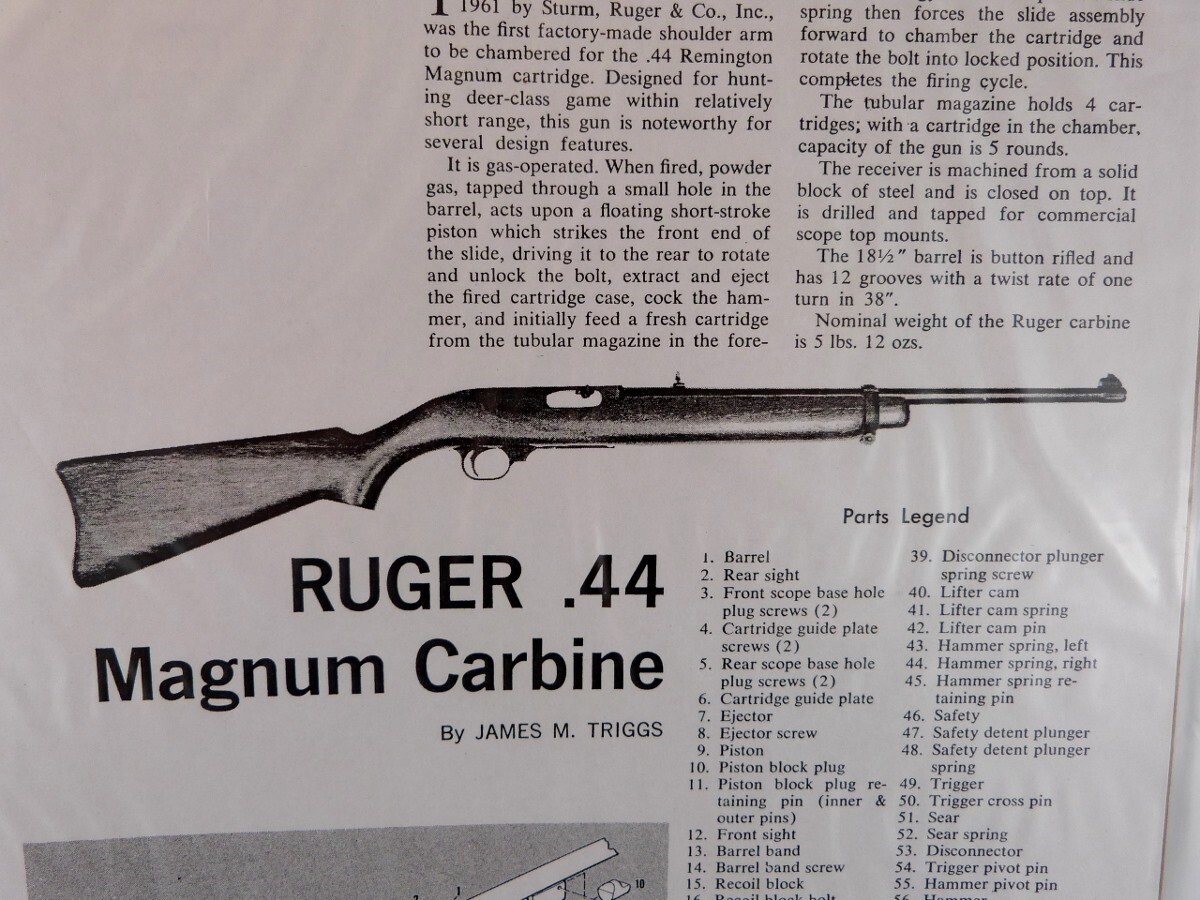 RUGER .44 MAGNUM CARBINE RIFLE BREAK DOWN INSTRUCTION KIT b