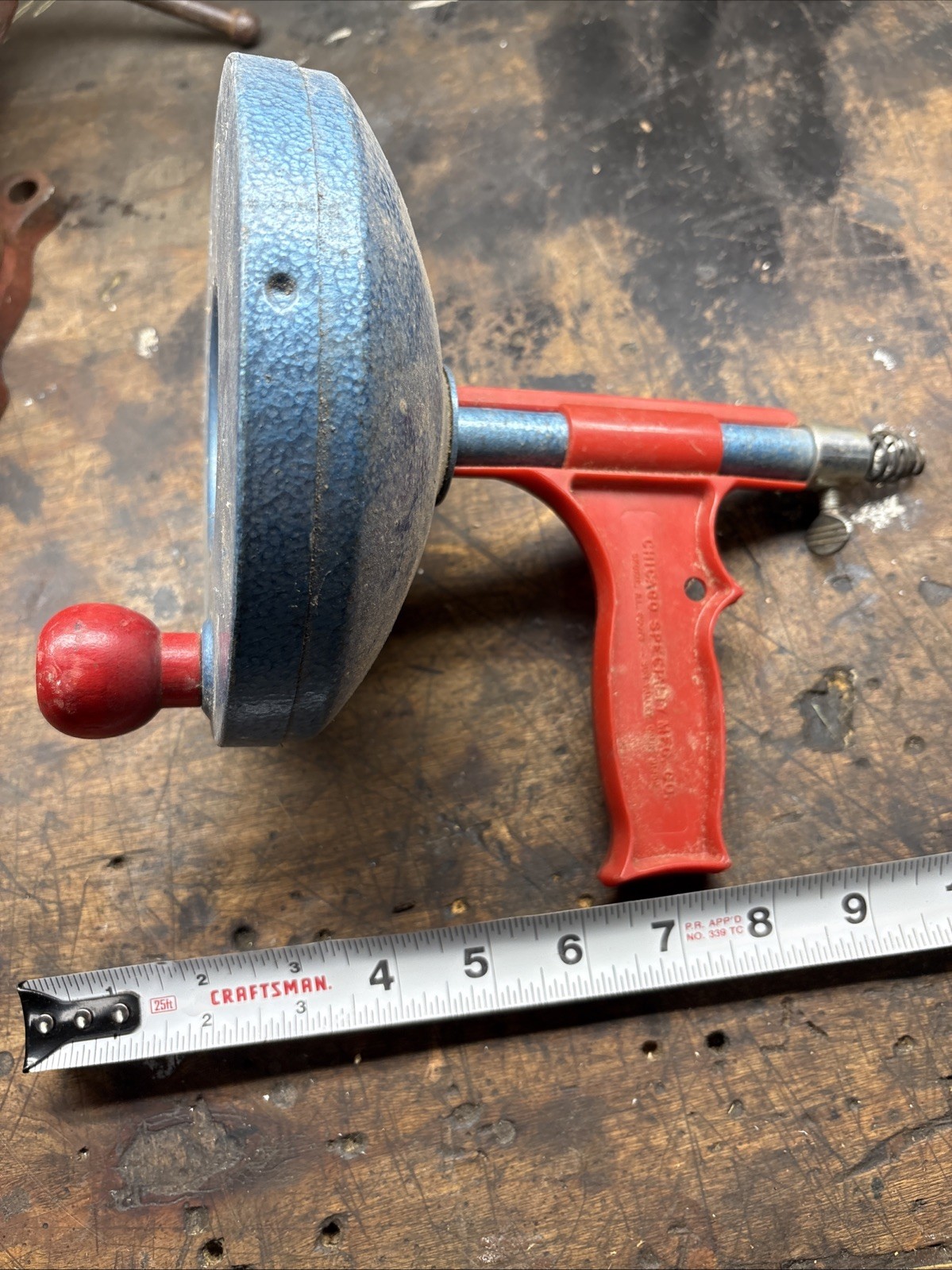 Chicago Speciality Mfg. Co. Hand Crank 15' Drain Snake Untested Made In USA