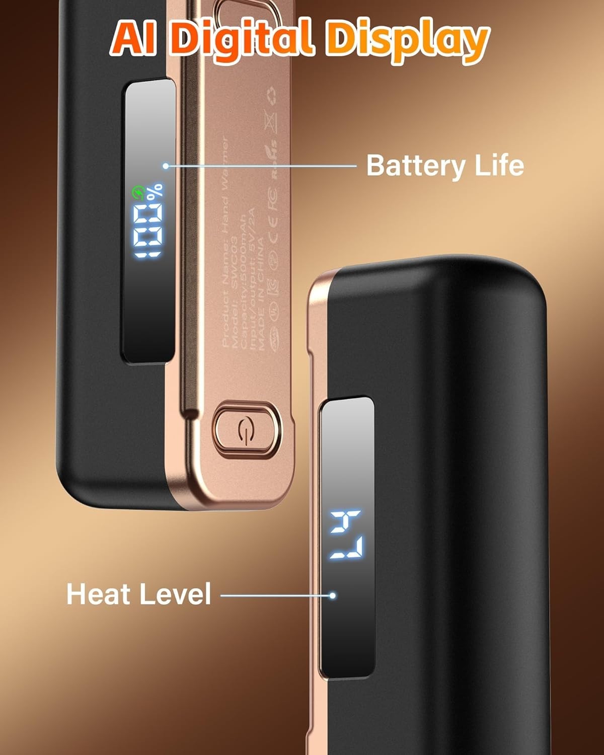 Hand Warmers Rechargeable 2 Pack - Magnetic Electric Hand Warmers 10000mAh, AI T