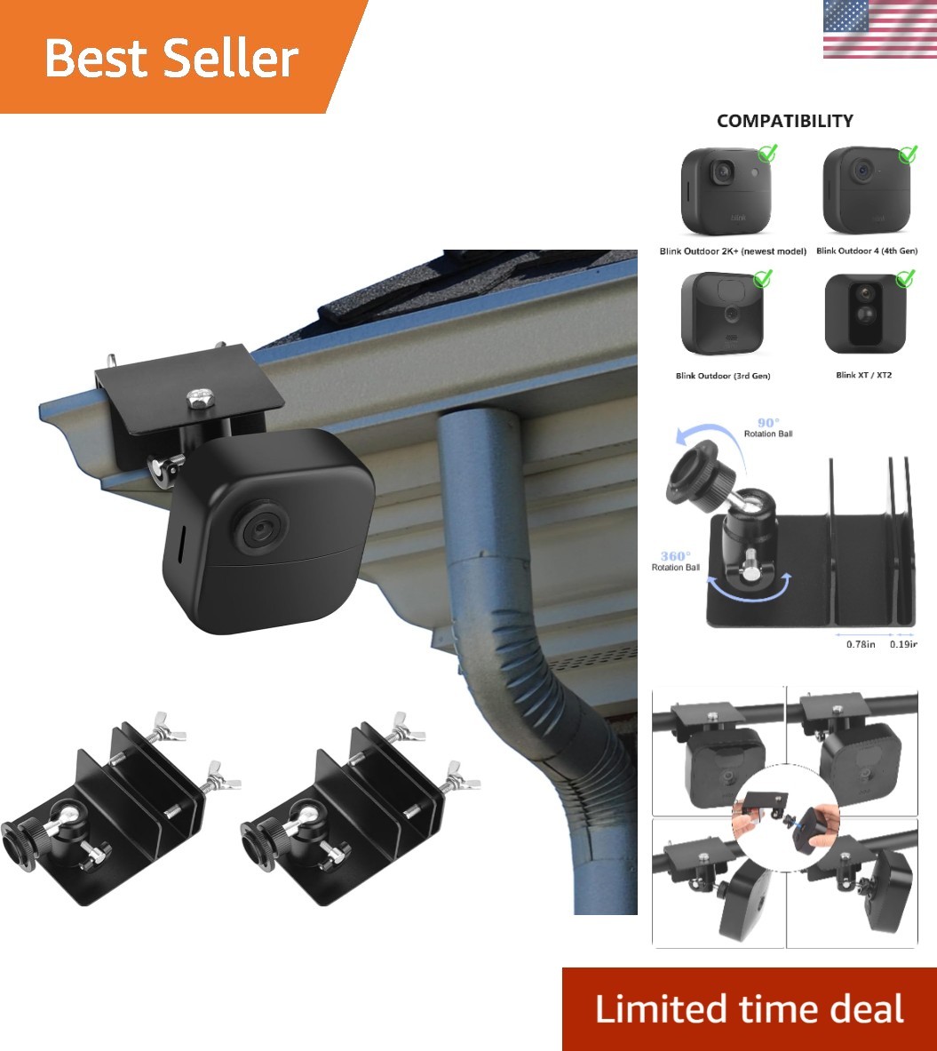 Adjustable Gutter Mount Bracket for Blink Outdoor 3rd/4th Gen Cameras, 2 Pack