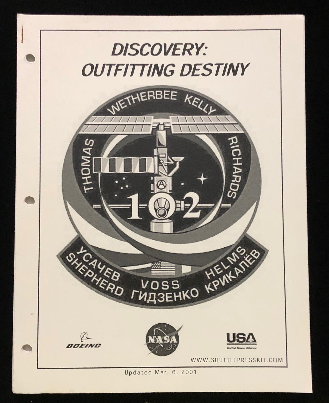 STS-102 NASA RELEASED SPACE SHUTTLE MISSION PRESS KIT