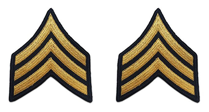 US Army Sergeant Gold On Blue Male ASU Chevrons Pair