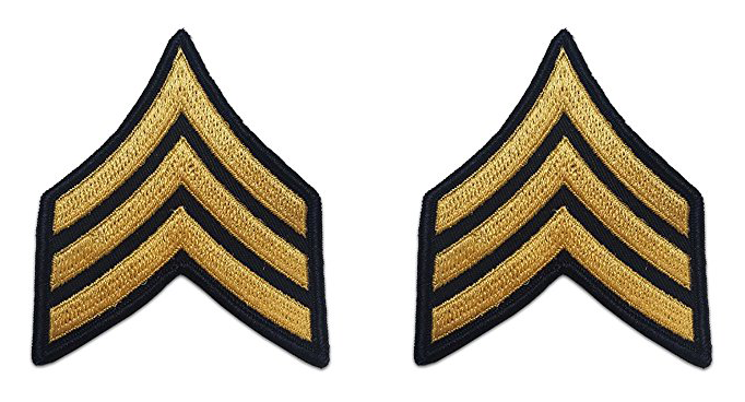 US Army Sergeant Gold On Blue Male ASU Chevrons Pair