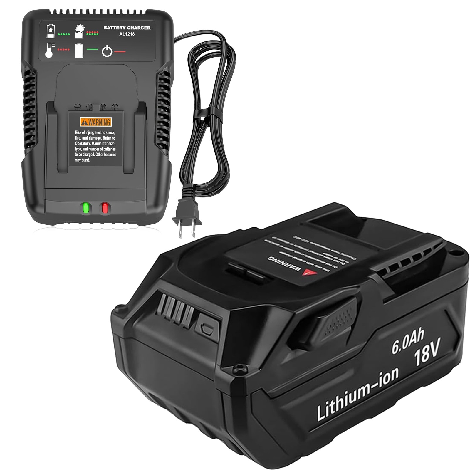 Pack 6Ah Battery+Charger Kit for Ridgid 18V R840085 Lithium Rigid 18Volt R840087