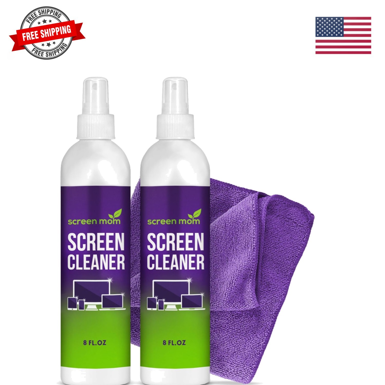 Screen Cleaner Spray and Microfiber Cloth 2-Pack 2x8oz by -Screen Cleaner Spr...