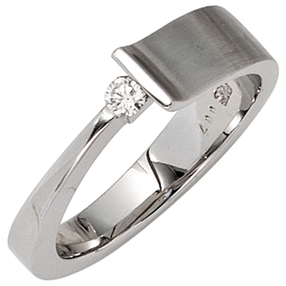 Jobo ladies' ring 585 gold White gold partially matte 1 diamond brilliant 0.07ct. white gold ri