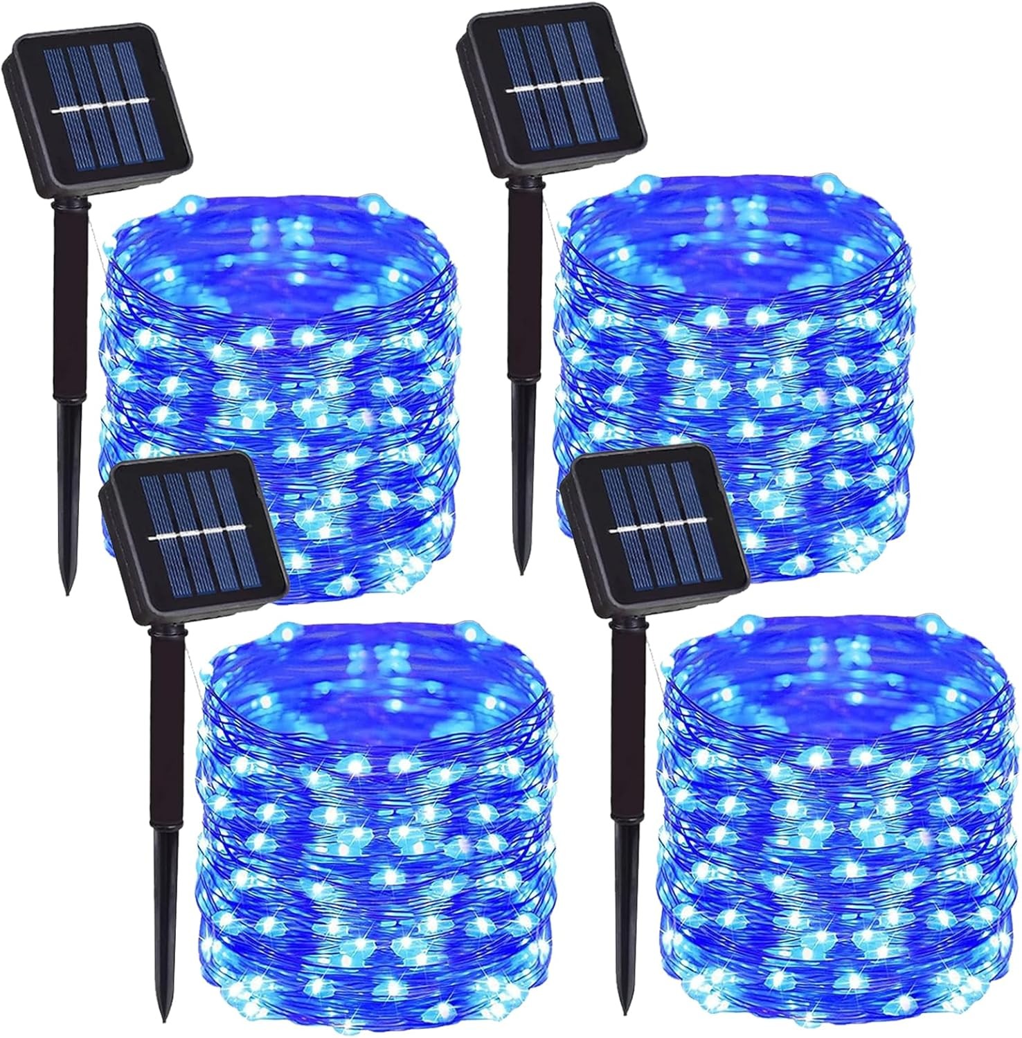 2 Pack Total 200 LED 66FT Solar Powered Copper Wire String Lights Outdoor