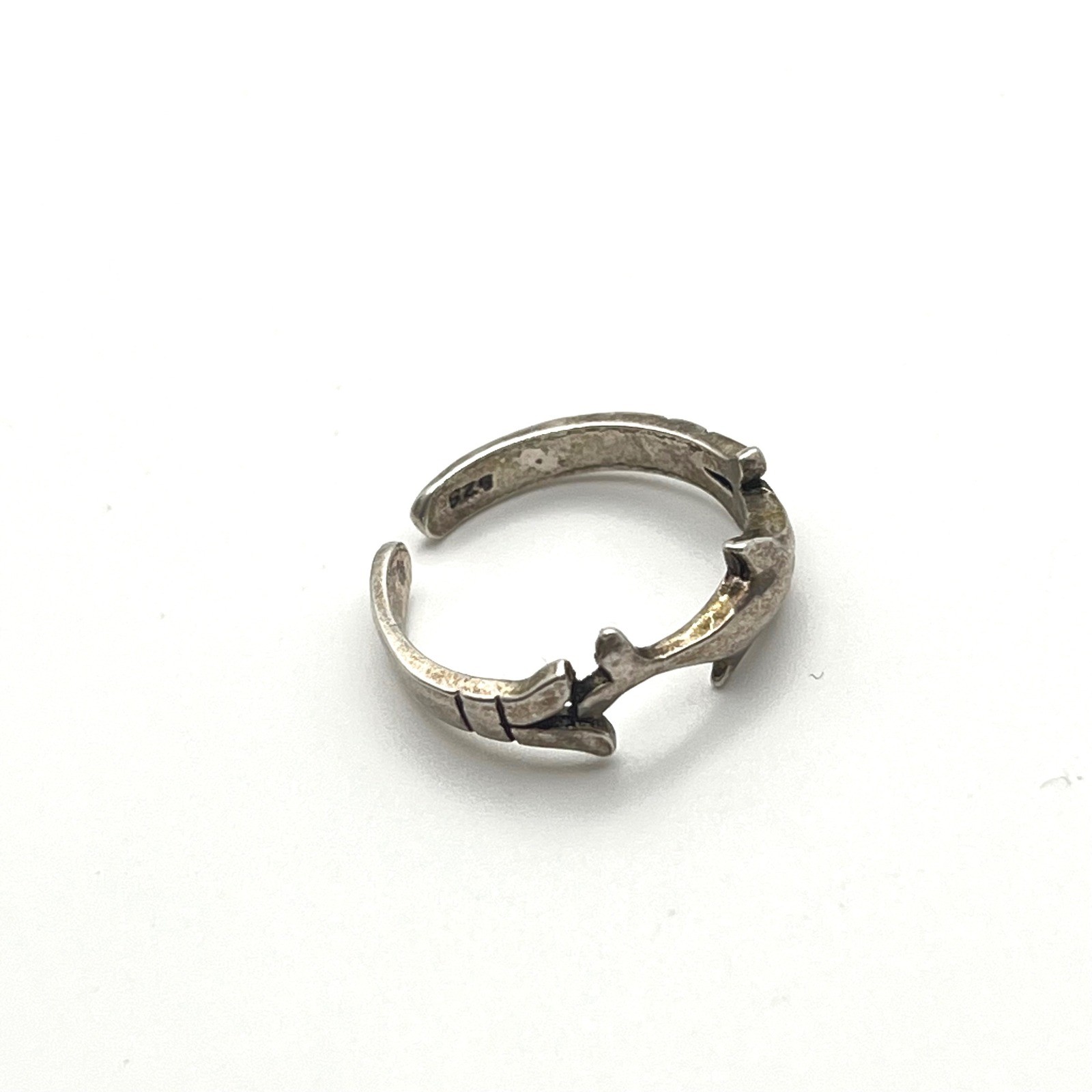 925 Sterling Silver Dolphin Toe Ring Adjustable Wrap Around Band Size 2 Vintage