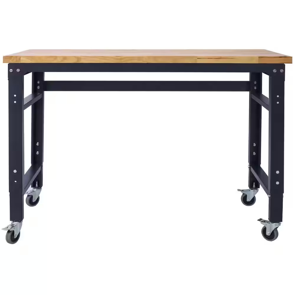 48 In. Wide Rolling Workbenches for Garage-Adjustable Height Workshop Tool Bench