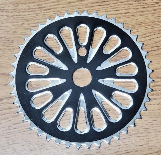 337-1 44 Tooth Chainring Chrome Black Steel 1/2 x 1/8 Cruiser Bicycle