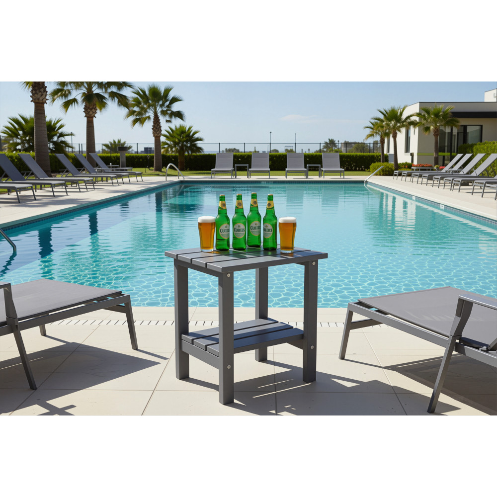 Adirondack Square Outdoor Side Table HDPE Grey