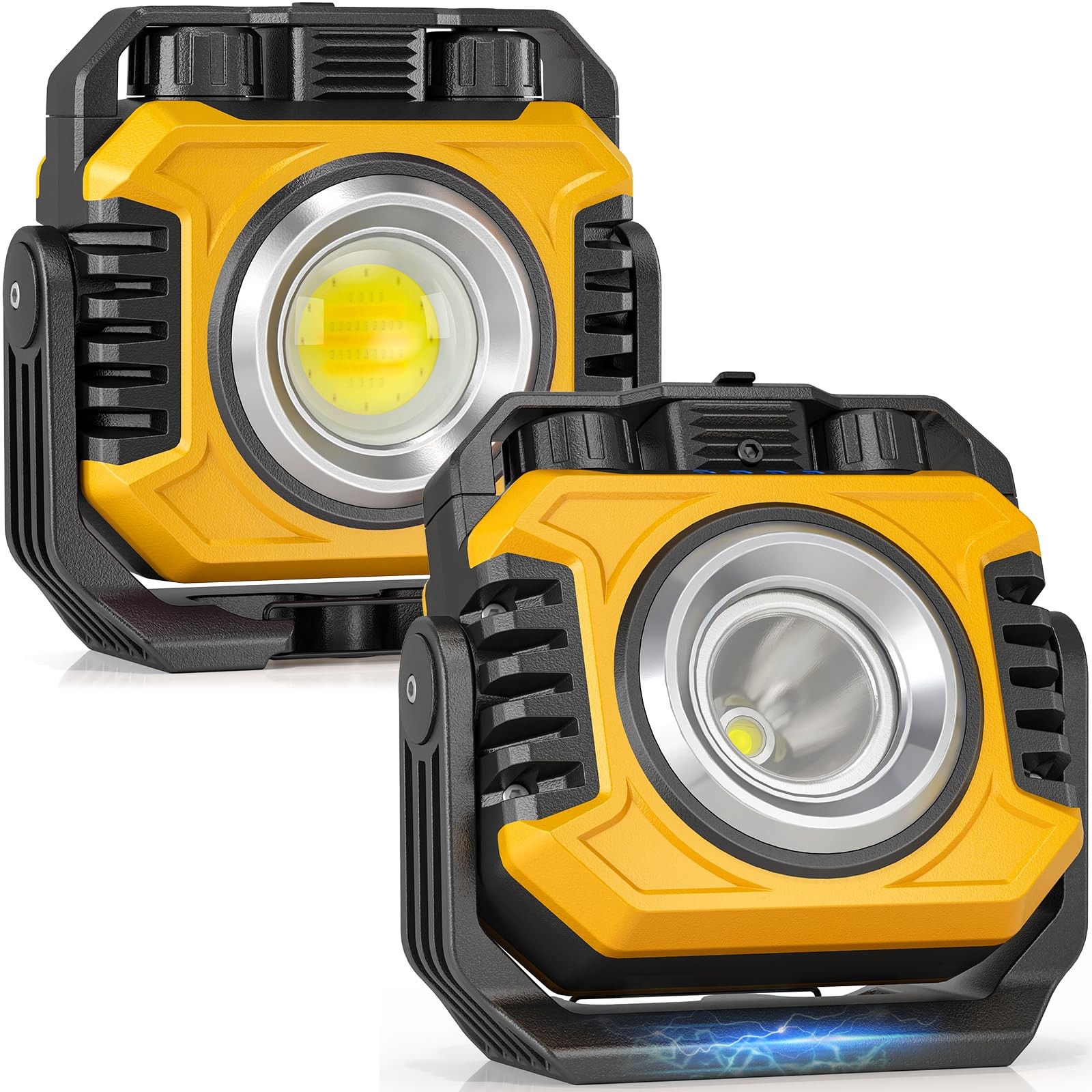 2-Pack 2400LM Magnetic Rechargeable LED Work Light, Up to 80 Hours