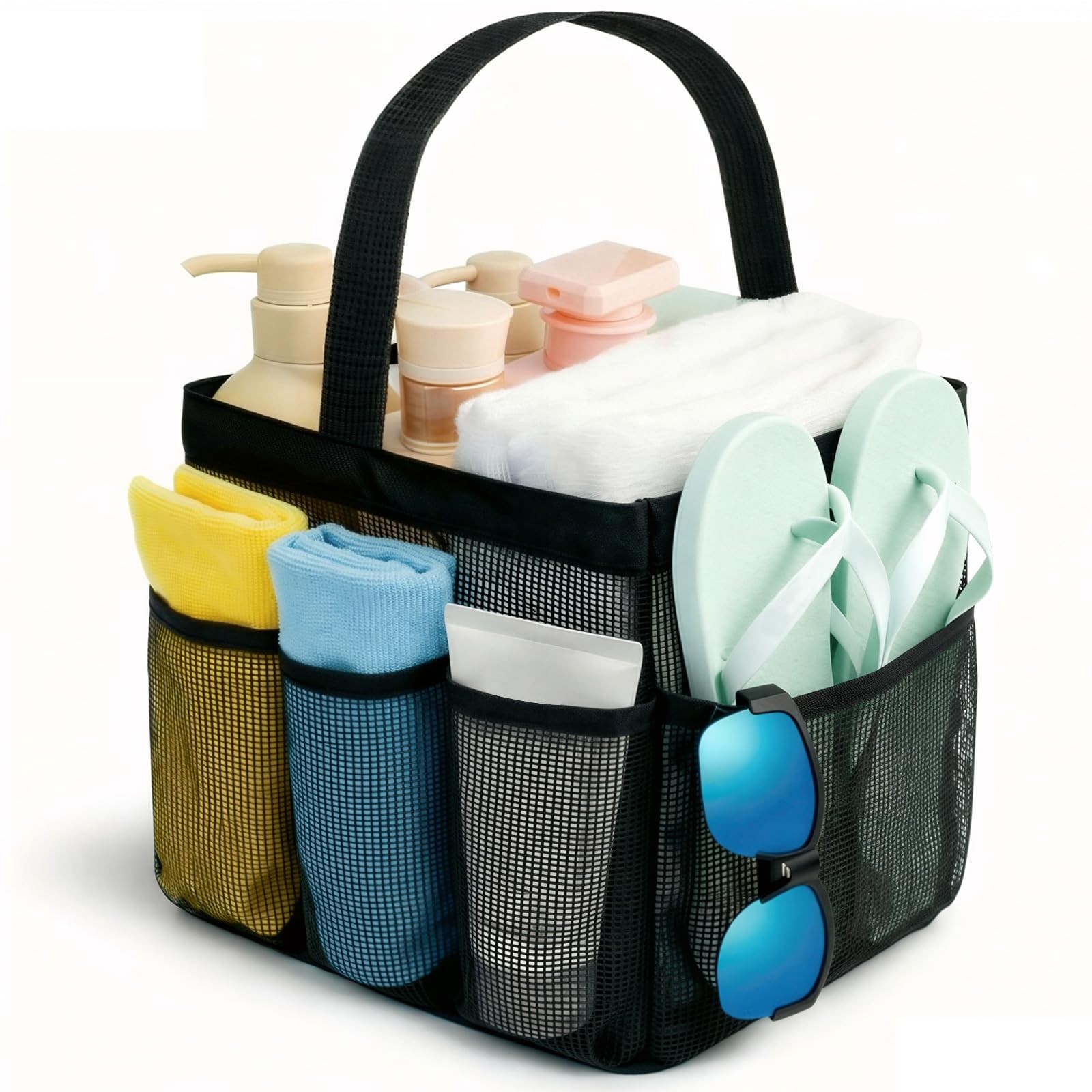 Mesh Shower Caddy Portable for College Dorm Room Essentials Girls Black