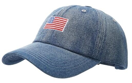 Vintage Washed Distressed Baseball Cap One Size Dark Blue American Flag
