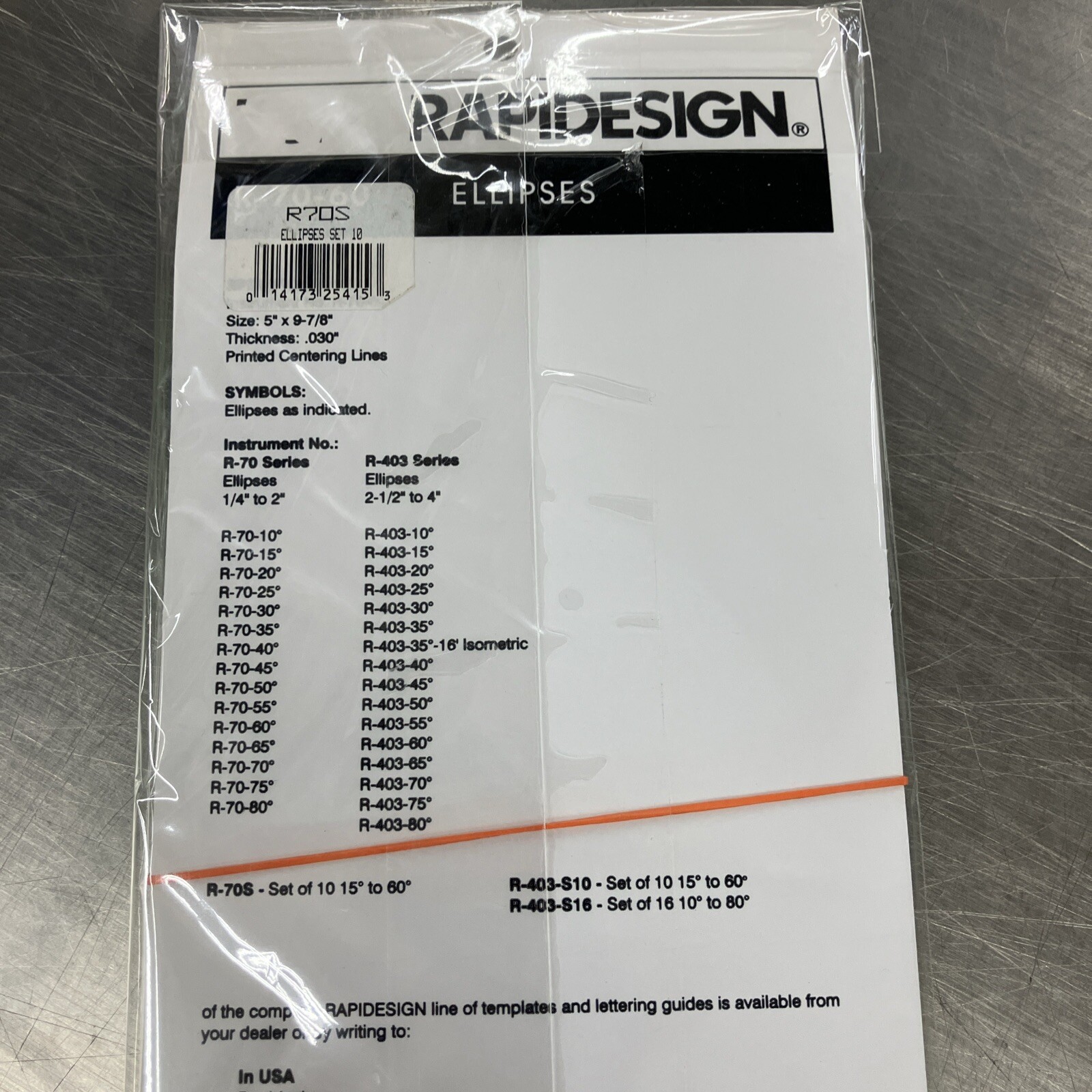 Rapidesign 70RS Ellipse Template set 10 pcs New Un-opened