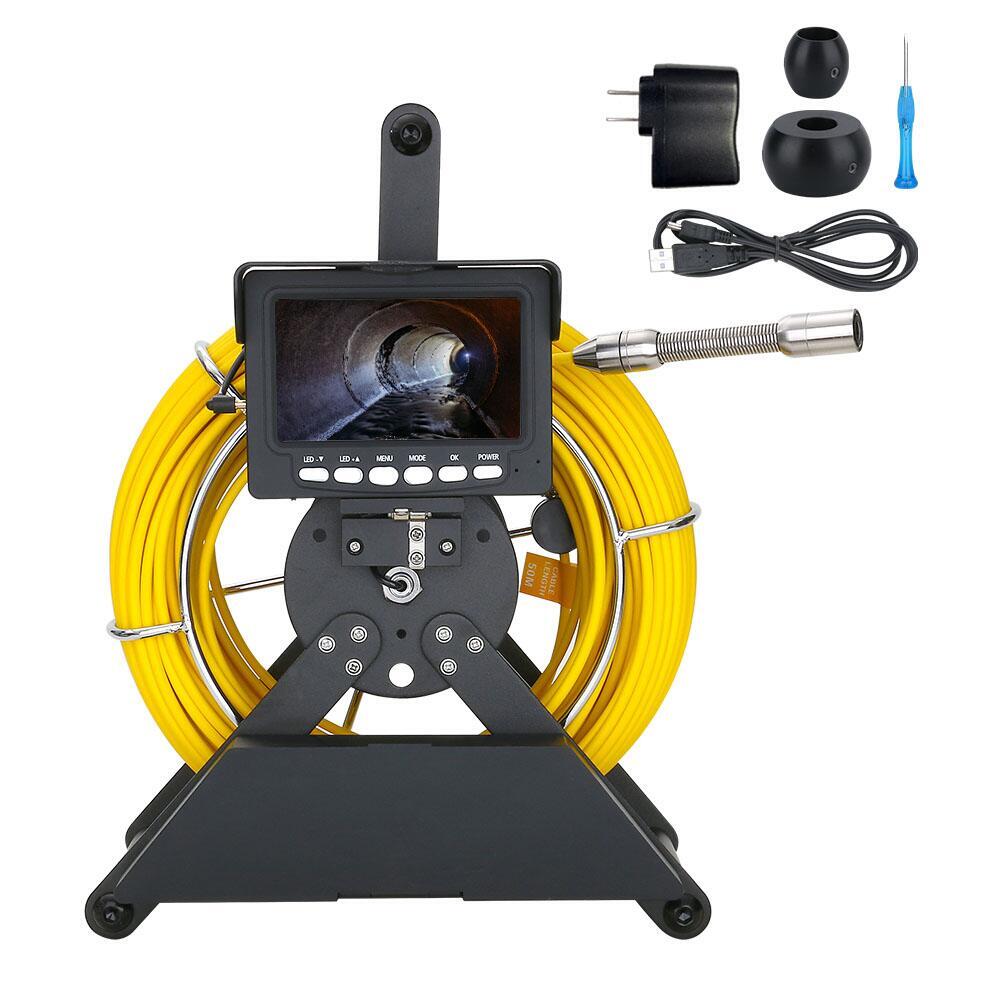 30M Sewer Pipe Inspection Camera 17mm Drain Video Endoscope Camera 4.3" Monitor