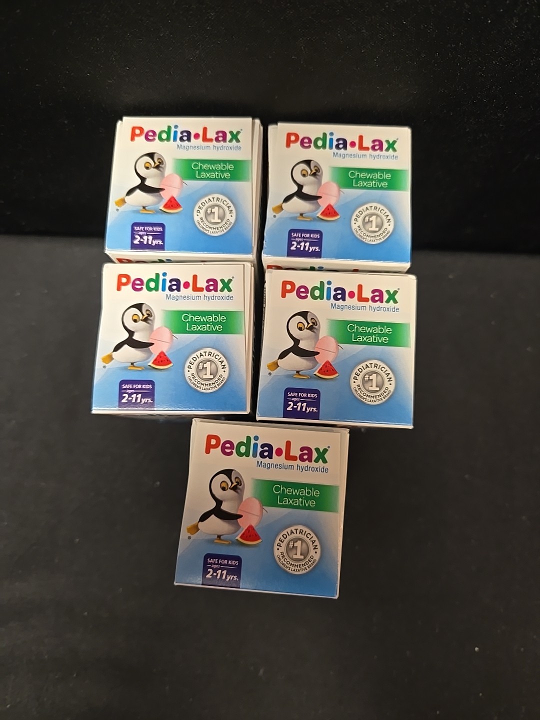5pc Lot Pedia-Lax Chewable Laxative 30 Chewable Tablets Each Exp 6/26