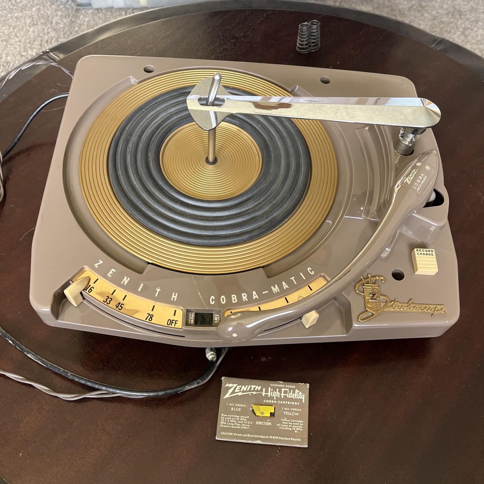 Vintage 1964 Zenith Cobra-Matic Stroboscope Record Changer Rare