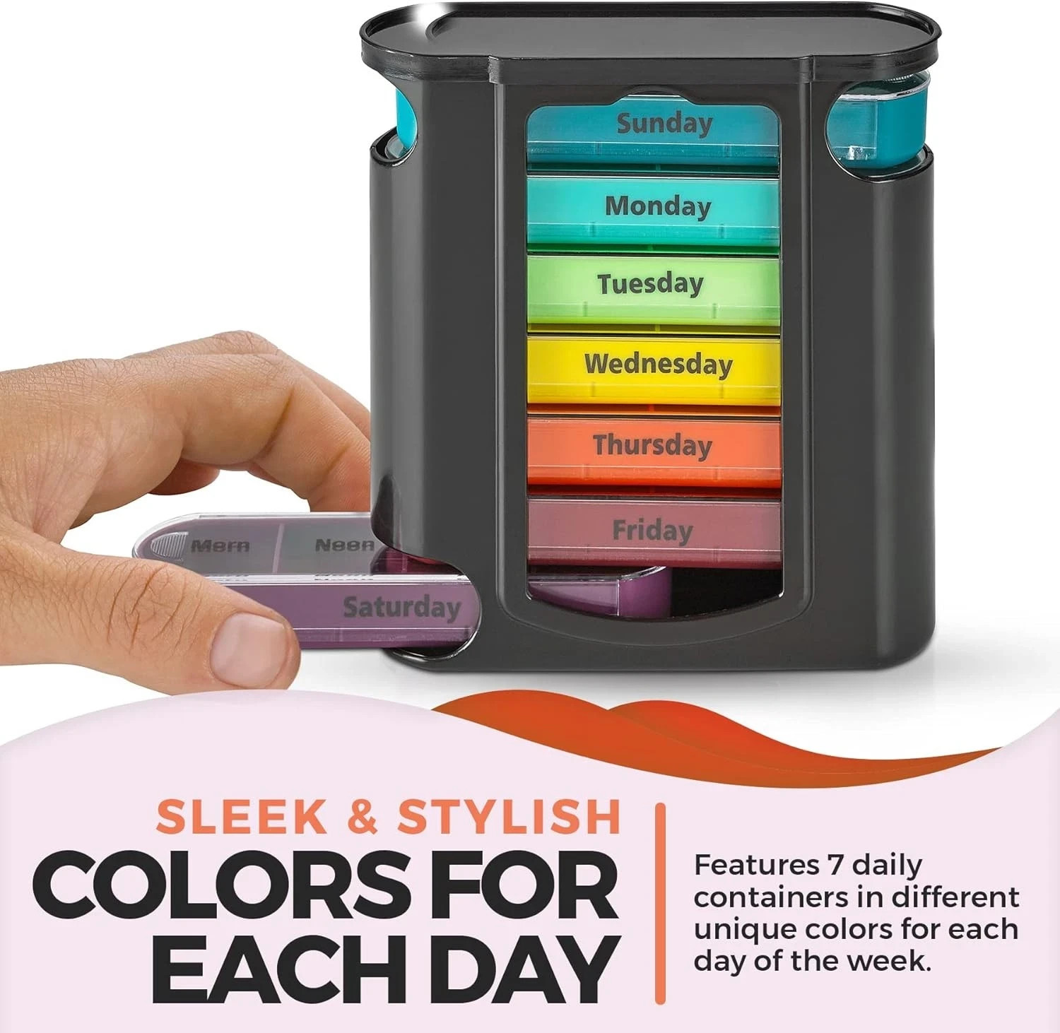 Stackable Pill Box Organizer 7 Day 4-Times A Day Weekly Medicine Dispenser