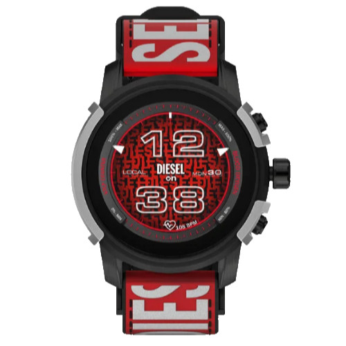 DIESEL DZT2041 GRIFFED GEN 6 RED/WHITE SILICONE STRAP MENS SMARTWATCH