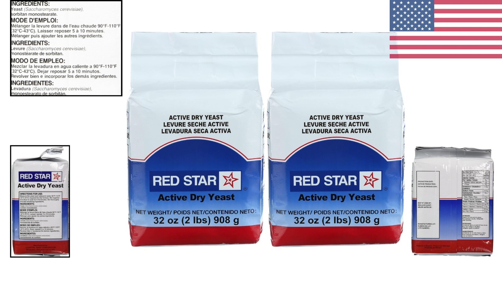 Active Dry Yeast 2 Pound Pouch - Pack of 2 for Baking Enthusiasts