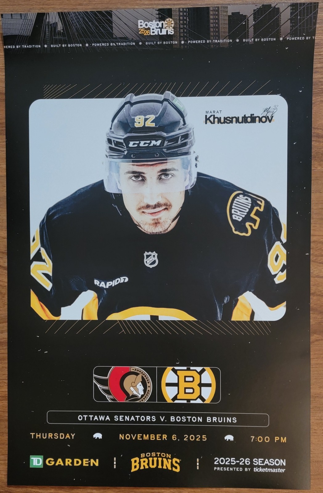 Boston Bruins Marat Khusnutdinov 2025~2026 Poster