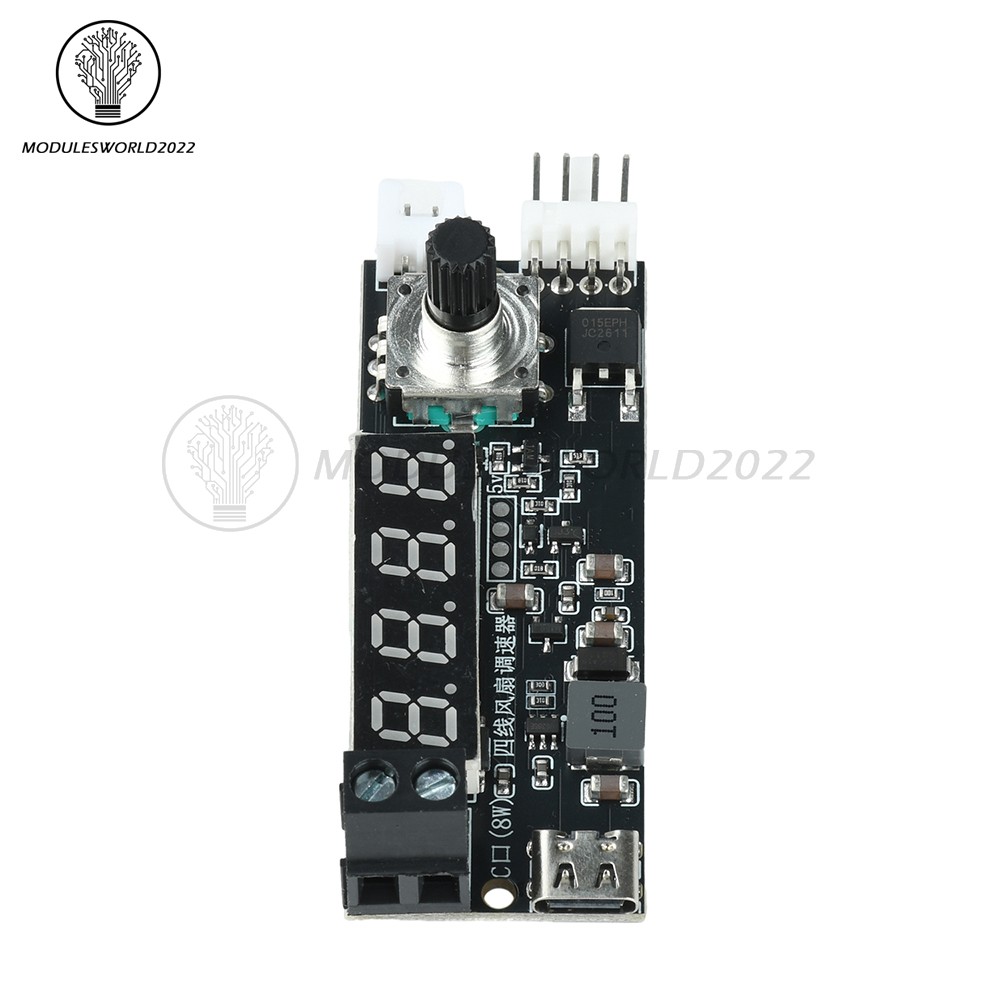 5V 12V 5A 4-Wire PWM Fan Speed Control Module Smart Temperature Control +Display