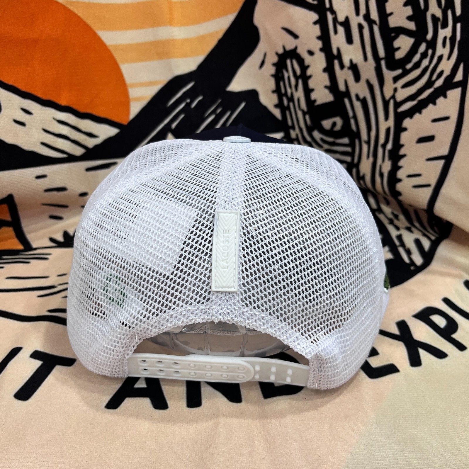 LACOSTE Men's Outdoor Adjustable Mesh Back Blue Baseball Cap