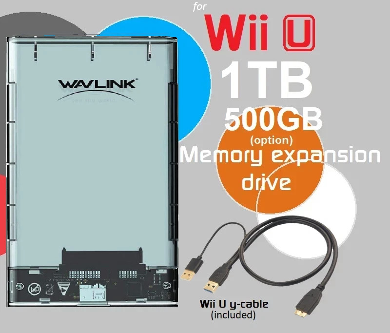 500GB or 1TB External USB 3.0 Portable Hard Drive for Nintendo Wii U Game Drive