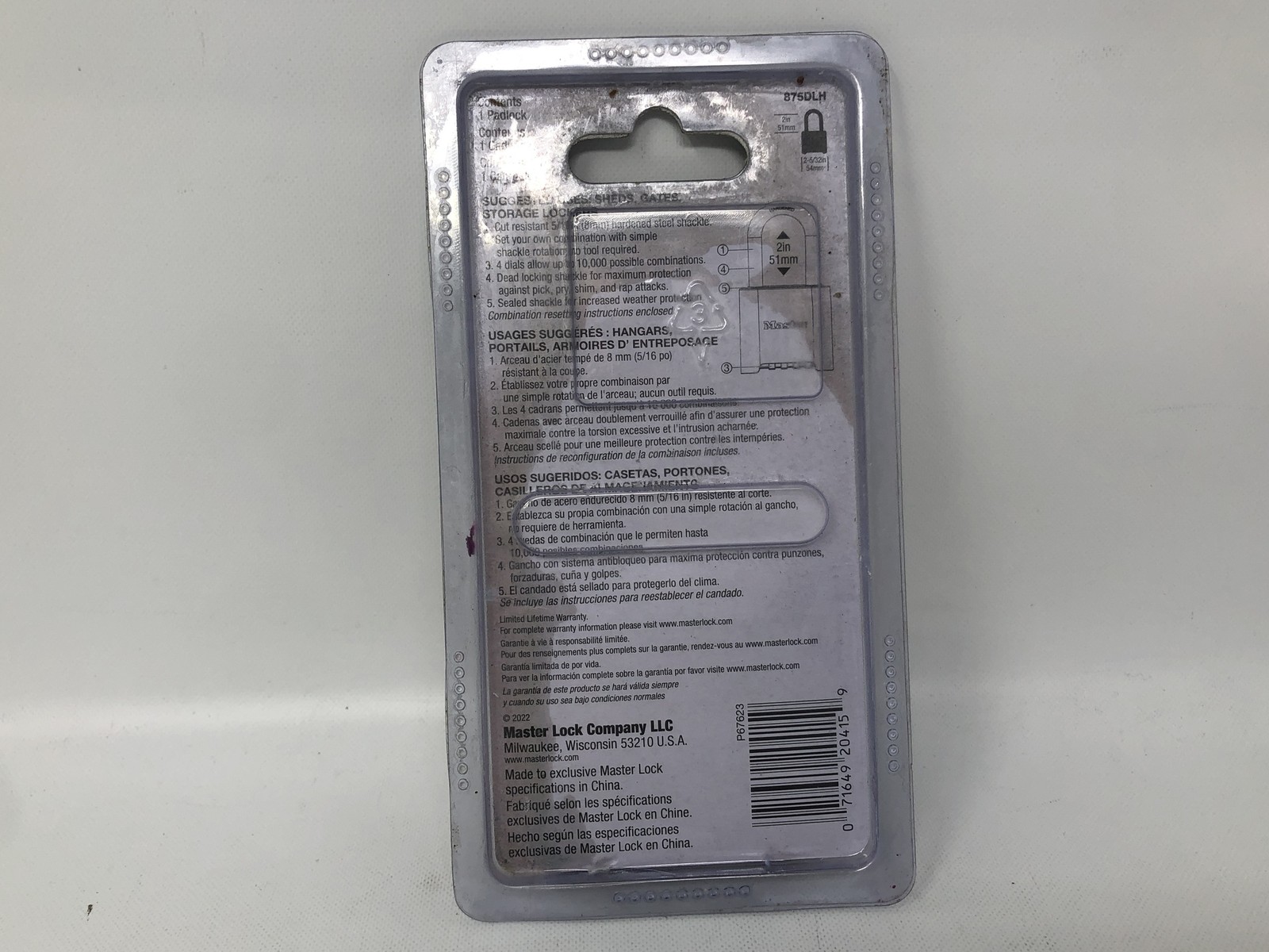 Master Lock 875DLH Combination Lock Weather Resistant 2in Shackle