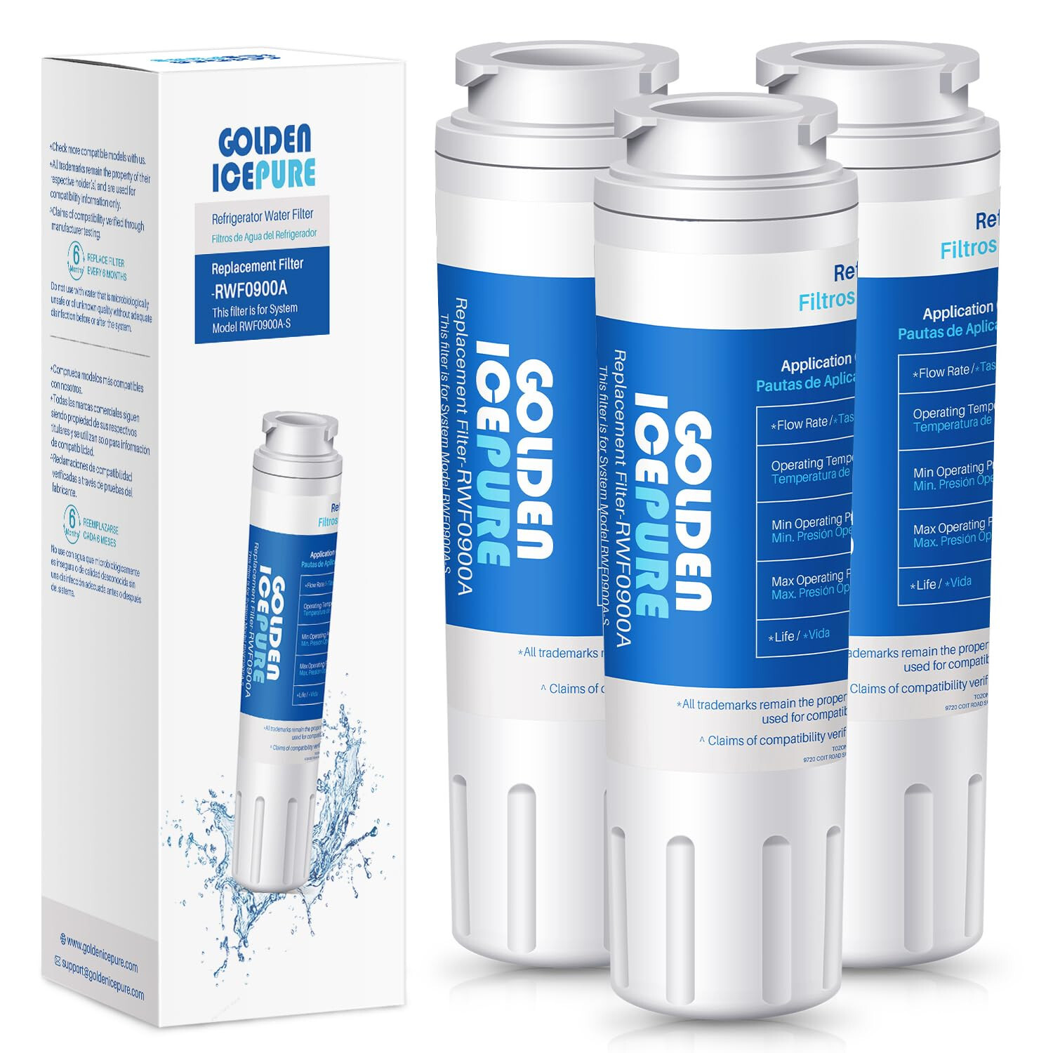 UKF8001 Refrigerator Water Filter Replacement for 4396395, RWF0900A, 3PACK