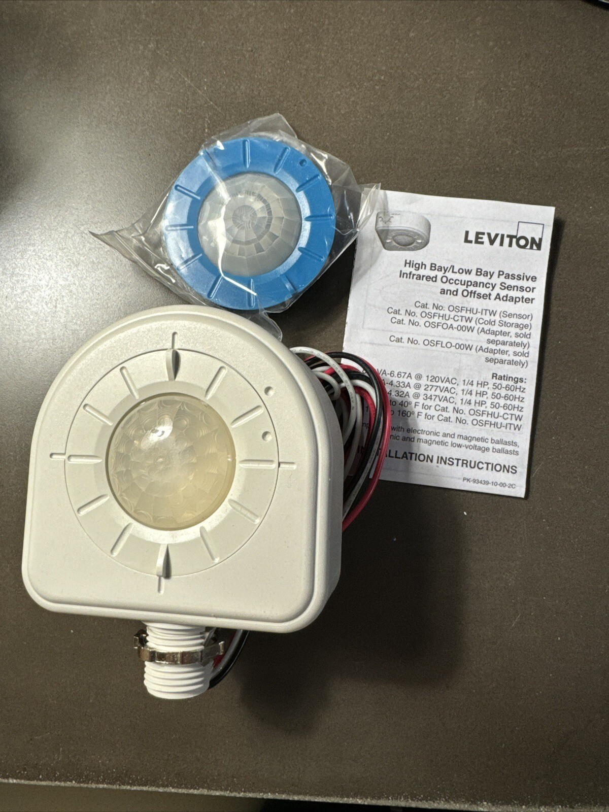 Leviton OSFHU-ITW High Bay Occupancy Sensor - PIR, 8-40', 120-347V