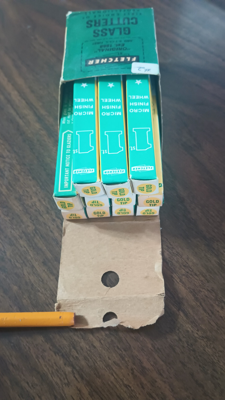 Vintage Fletcher-Terry Gold Tip Glass Cutter NIB 11 cutters Original Boxes