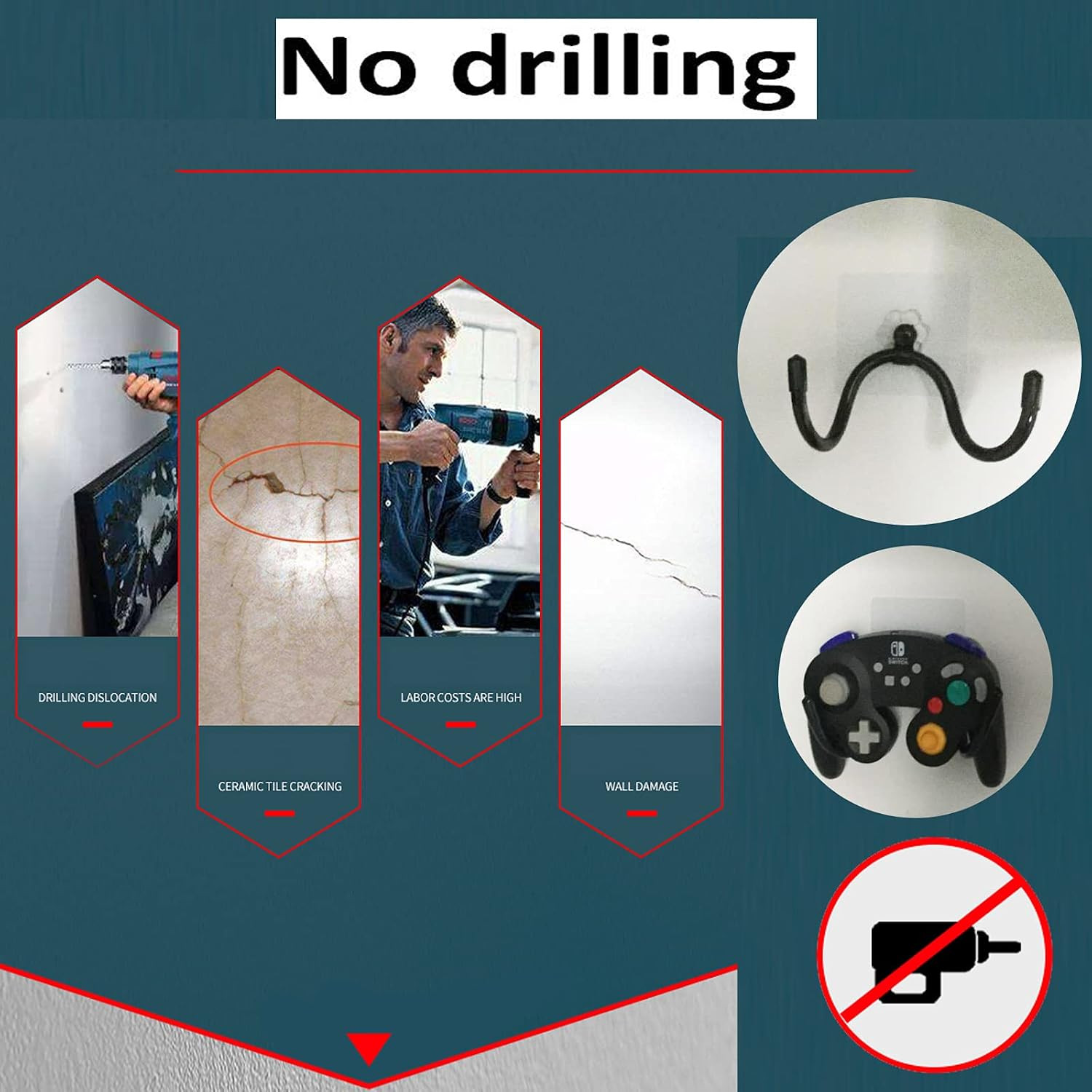 Universal Adhesive Game Controller Organizer Wall Mount and Clip for Xbox One