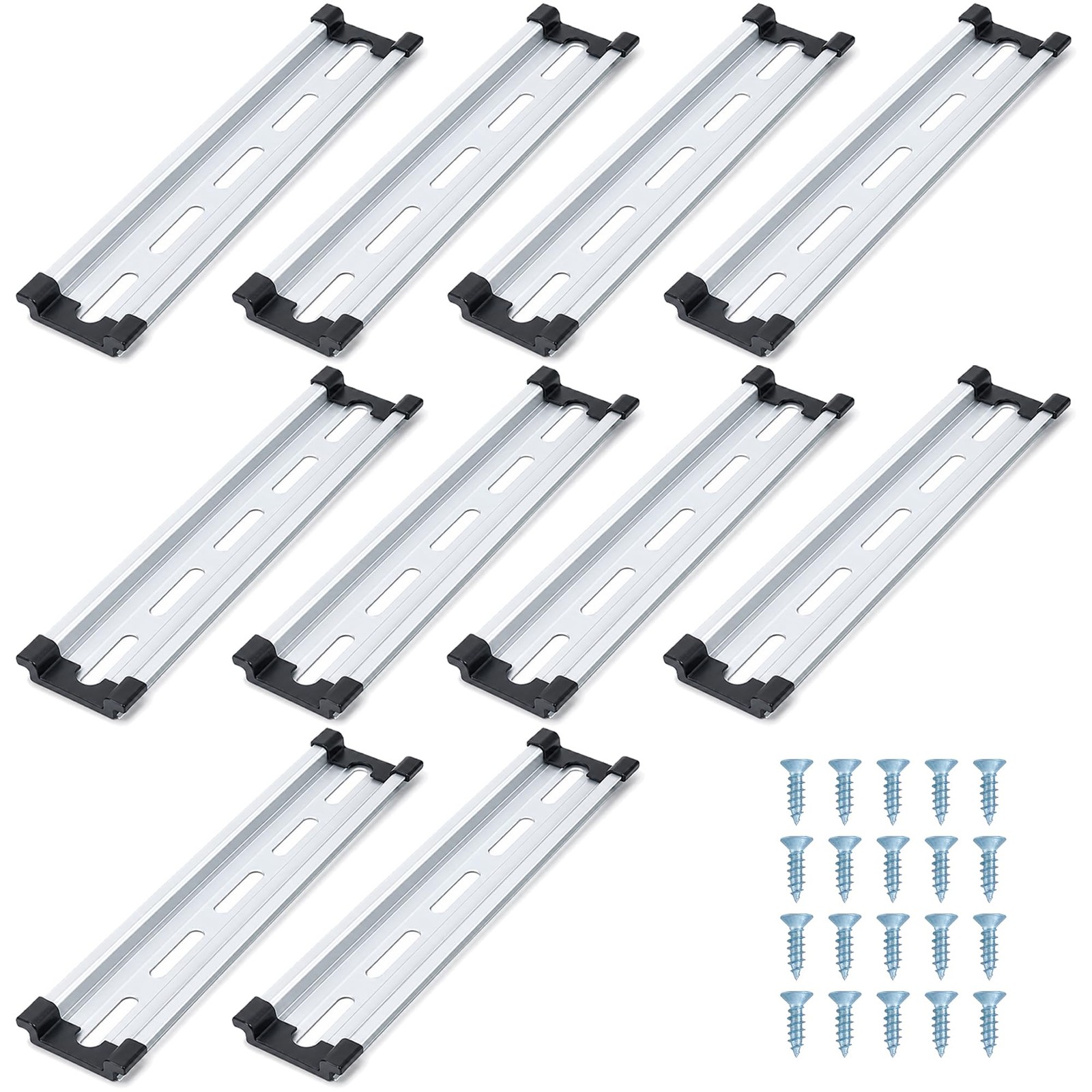 10 pcs 8 Inch 35mm Wide Slotted Aluminum DIN Rail Channels RoHS Certified