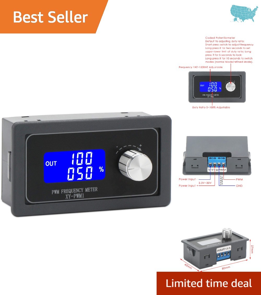 Compact DC 3.3V-30V Signal Generator with LCD Display & PWM Output - 1Hz-150kHz