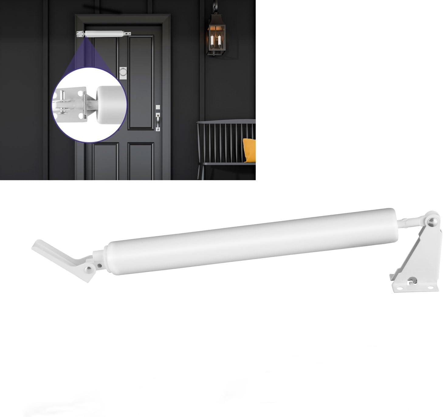 1 Set White Screen Door Closers Storm Heavy Duty Shock Adjustable Cushion Speed