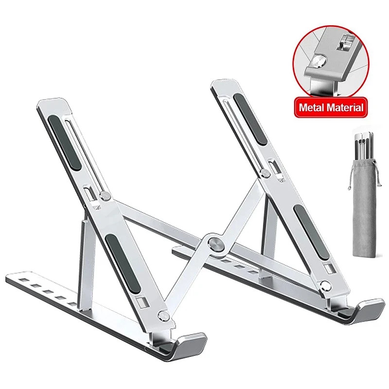 Aluminum Alloy Laptop Holder Stand Adjustable Foldable Portable for Notebook Com