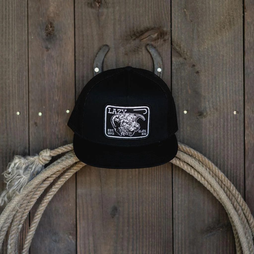 Lazy J Ranch Wear Hereford Patch All Black - Hats Cap - Blkblk4Elev