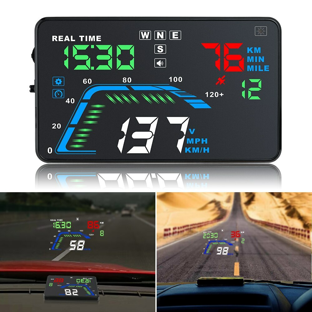 AutoCar HUD GPS Head Up Display Speedometer Overspeed Alarm Windshield Projector