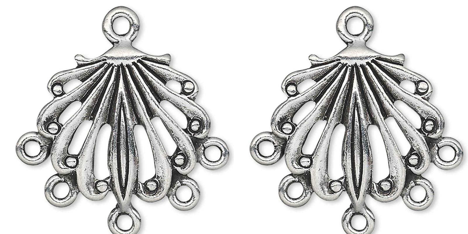 4 Antiqued Silver Plated Pewter 17x16mm Shell Chandelier Earring Connectors *