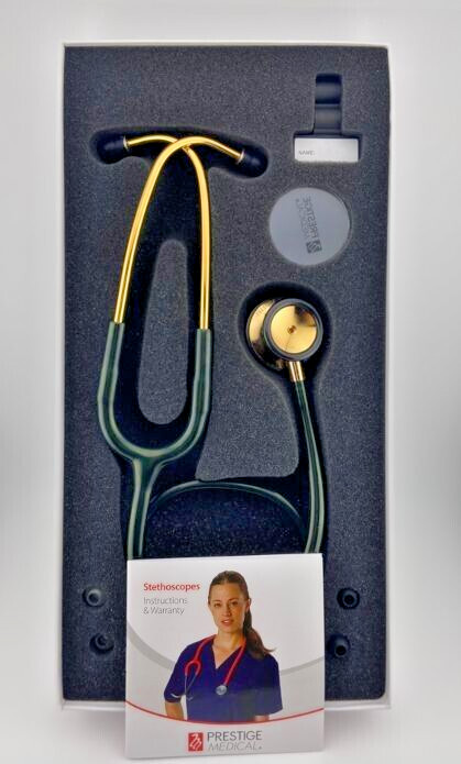Prestige Medical Clinical I Stethoscope Gold Edition Dark Metalic Green 126-G-MG