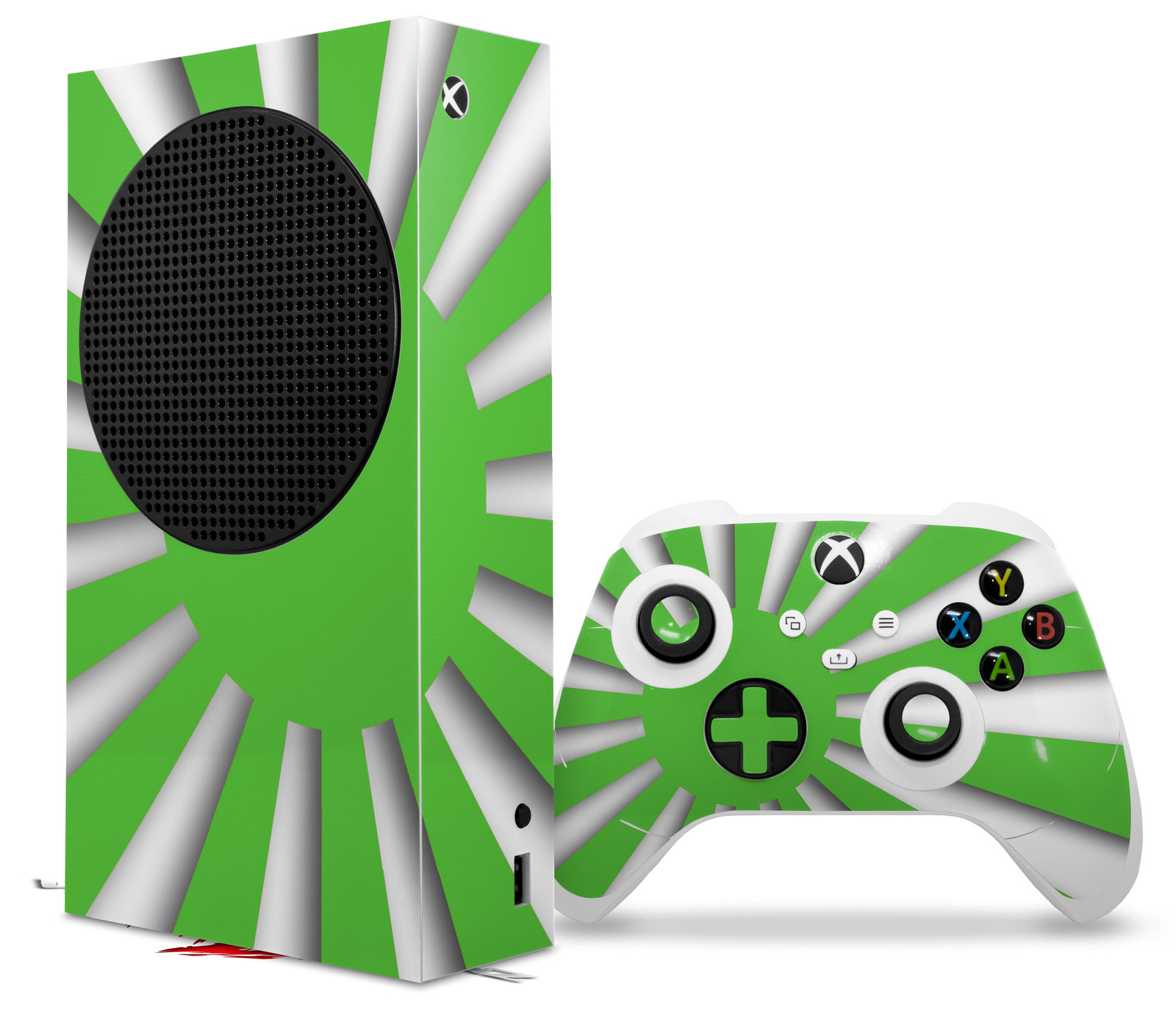 Skin Wrap for XBOX Series S Console Controller Rising Sun Japanese Flag Green
