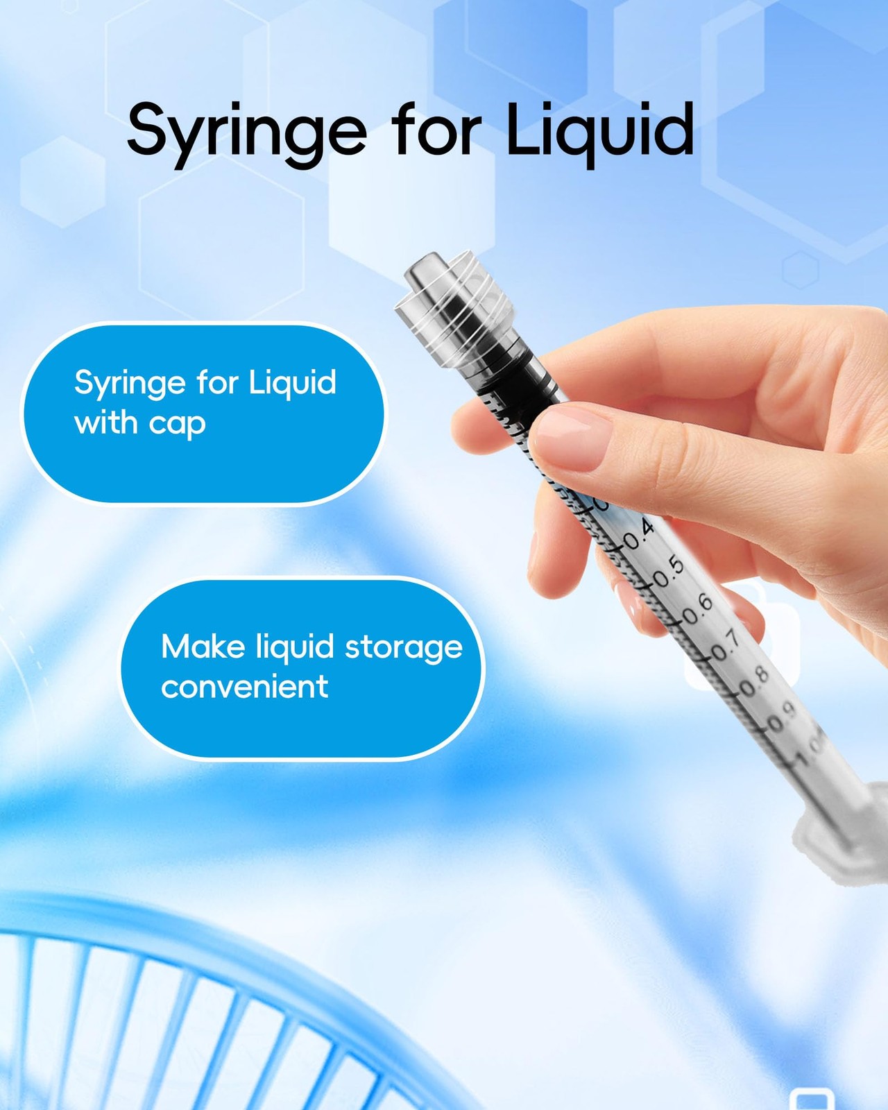 1ml Luer Lock Syringe without Needle - 1cc Plastic Syringes, 1ML, transparent