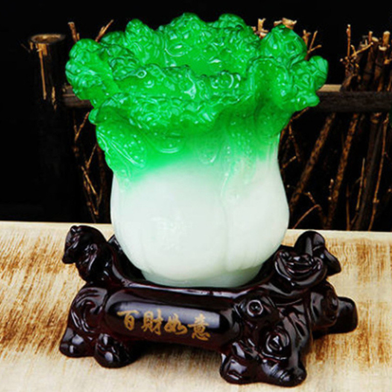 13.5cm Study Desktop Ornaments Home Resin Chinese Cabbage Pen Holder Decoration