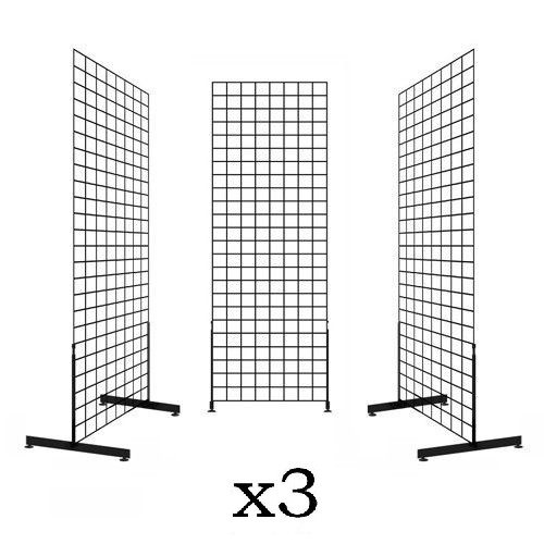 Display Grid Rack 3 Pack 6 ft Panel Retail Metal Stand Store Art Craft Organizer