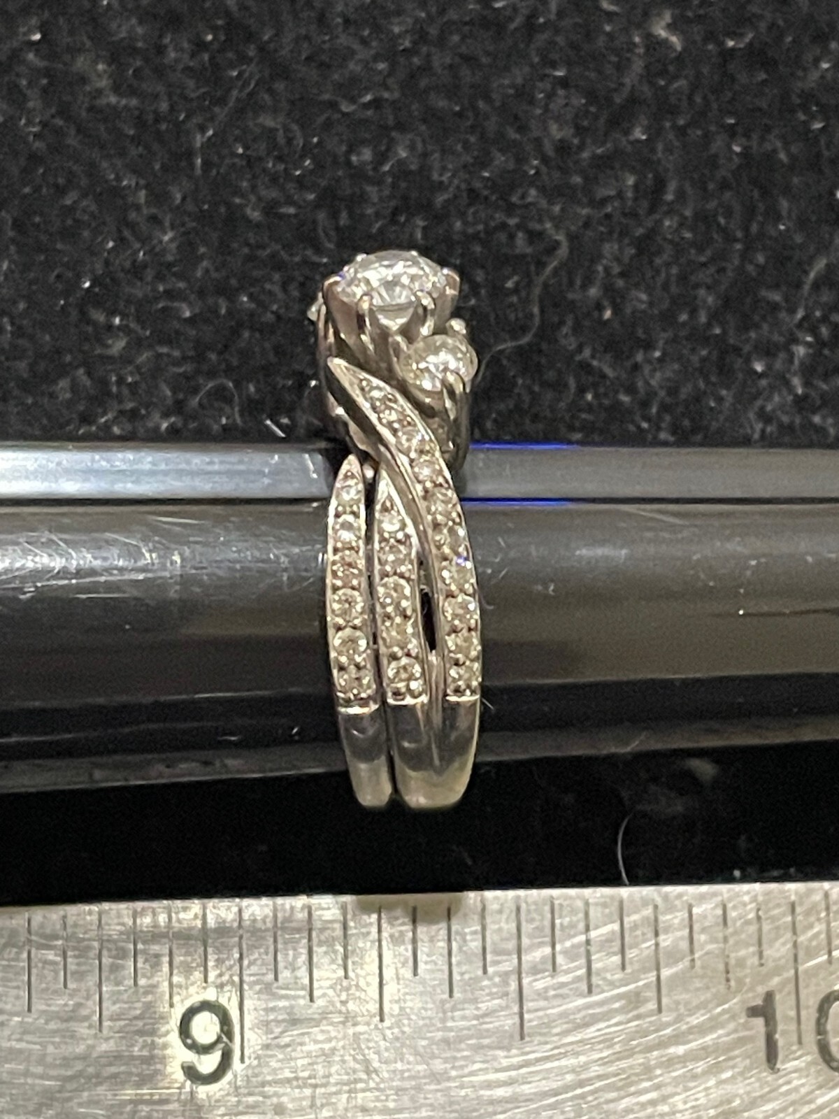 Diamond engagement ring set. white gold size 4.75