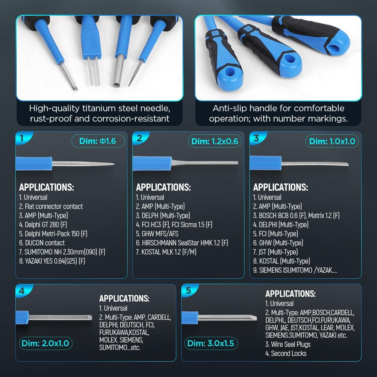 30Pcs Terminal Removal Tool Kit Auto Electrical Pin Removal Tool Pin Extractor
