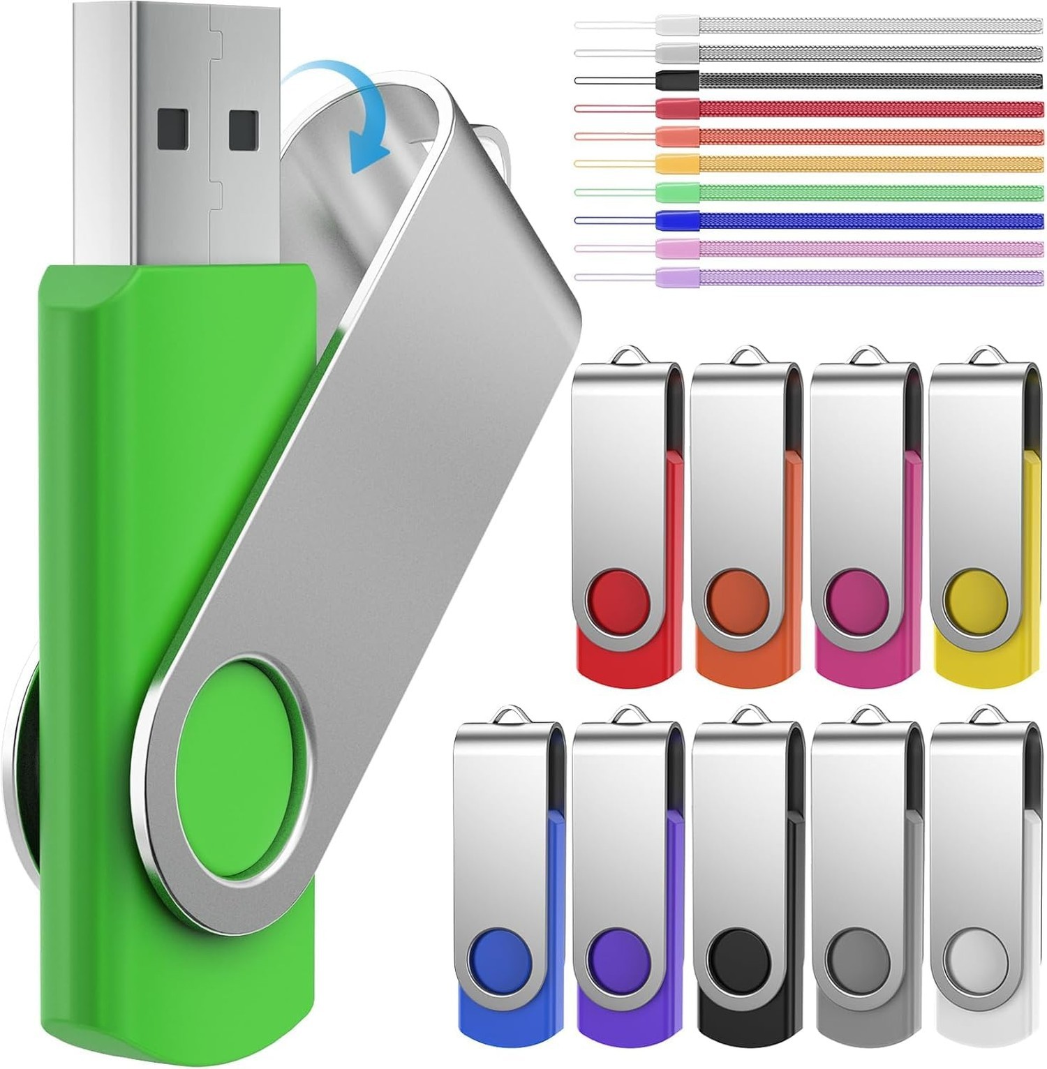 FEBNISCTE 16GB Flash Drive,Thumb Drive 10 Pack,Memoria USB 2.0 Multi-Coloured...