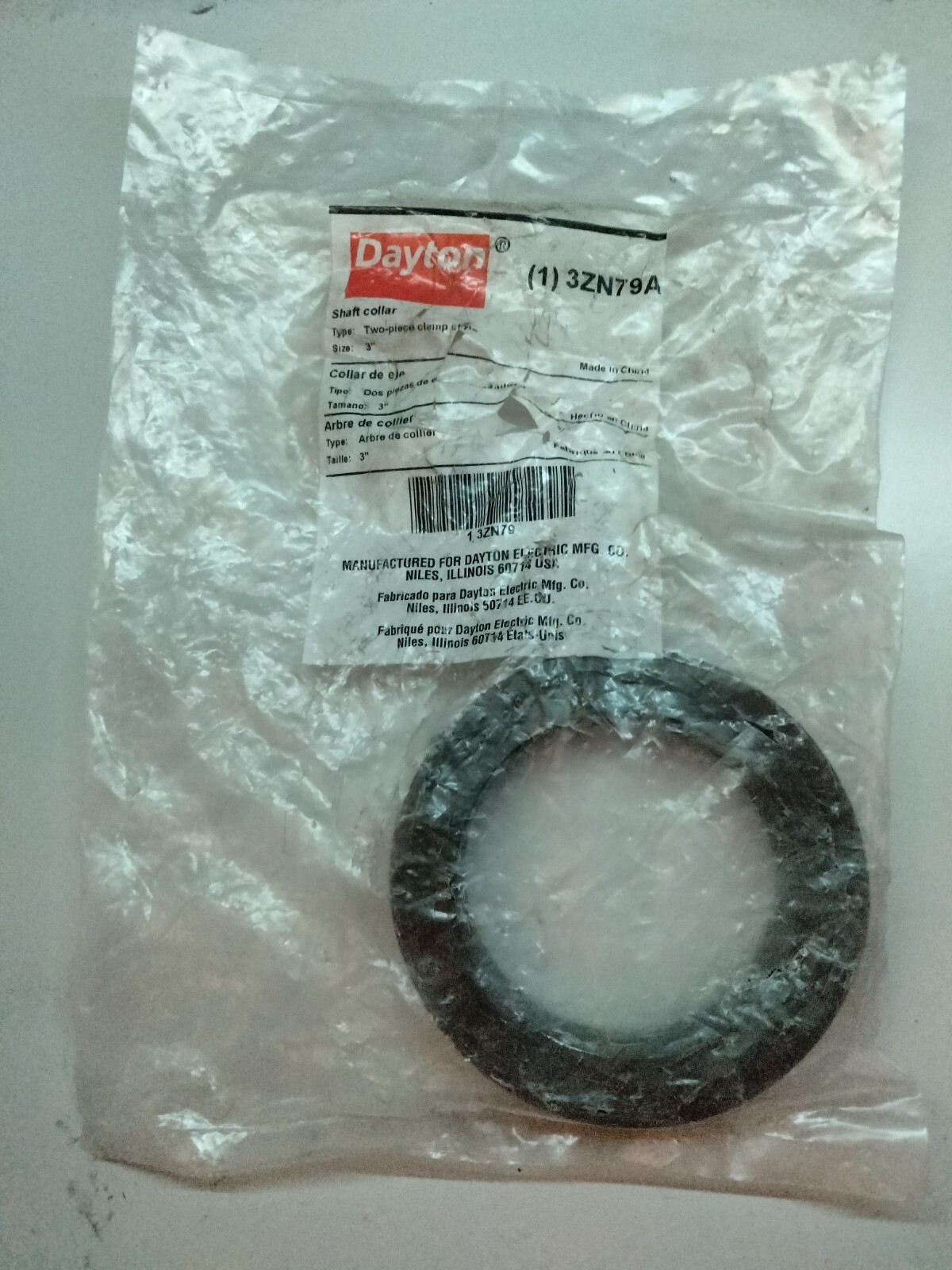 NEW DAYTON 3ZN79A Shaft Collar Clamp Steel